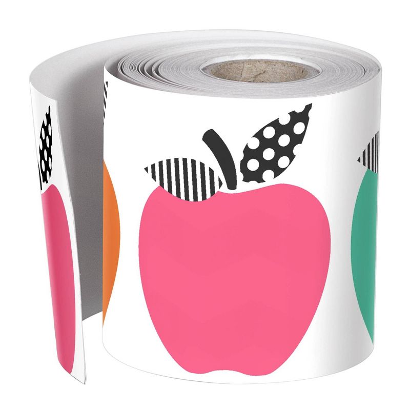 12pk 36ft Schoolgirl Style Apples Classroom Borders Black White and Stylish Brights - Carson Dellosa