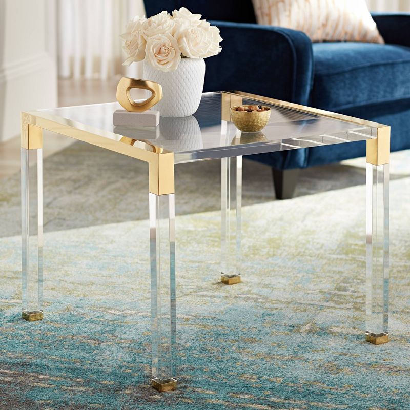55 Downing Street Hanna 23 1/2" Wide Gold and Clear Acrylic Side Table