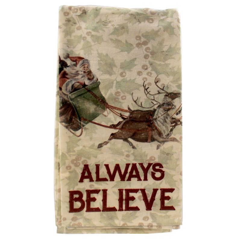 Tabletop 28.0" Always Believe Dish Towel 100% Cotton Santa Christmas Primitives By Kathy  -  Kitchen Towel