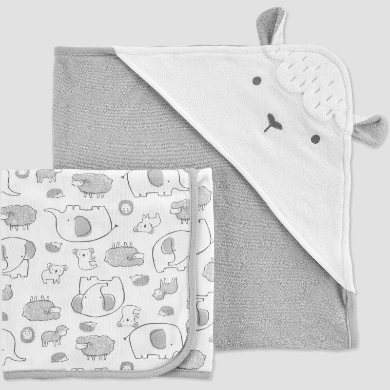 Baby 2pk Sheep Bath Towel - Just One You® made by carter's Gray