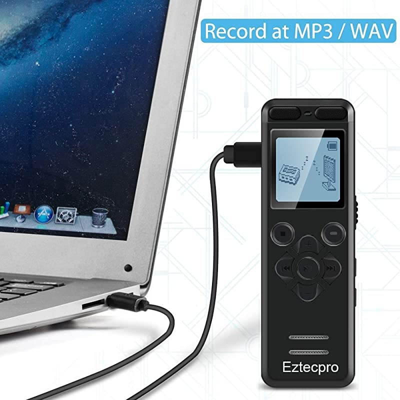 Digital Voice Recorder for Lectures 1536kbps 1120 Hours Sound Audio Activated Recorder Dictaphone Voice Recording Device with PlaybackMP3 PlayerPasswordVariable SpeedTF Card Expansion