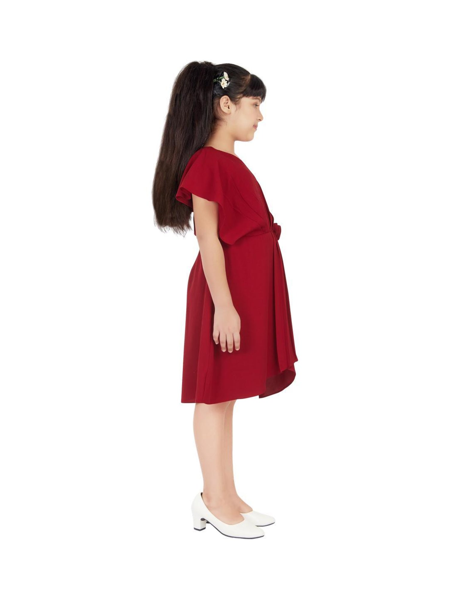Peppermint Kids Maroon Applique Dress