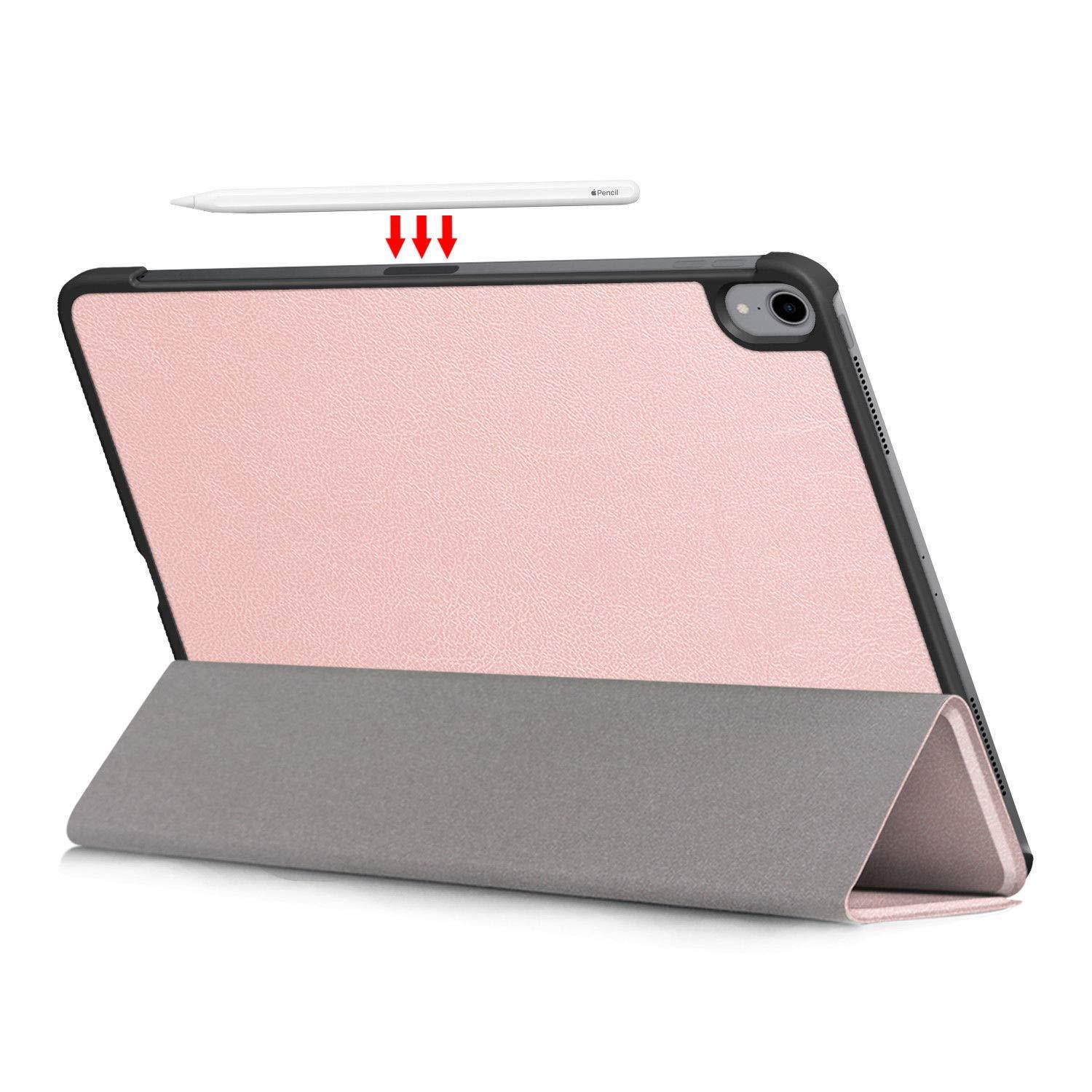 for iPad Pro 11 (2018) Case, SuperGuardZ Slim Shockproof Smart Folio Protective Cover Armor w/Sleep&Wake Function [Rose Pink] + 2 Stylus Pen