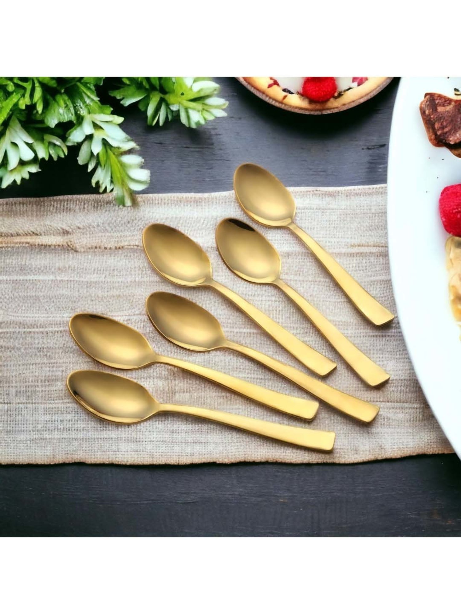 FnS Alexa Gold Stainless Steel Baby Spoon - Set of 6