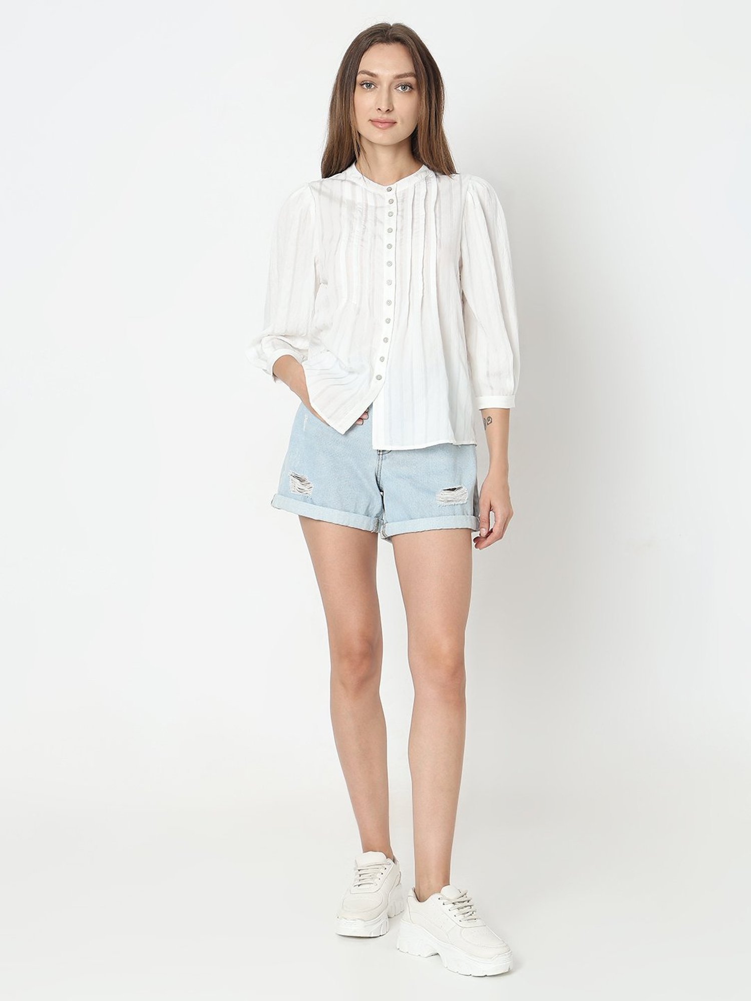 Vero Moda White Viscose Regular Fit Shirt