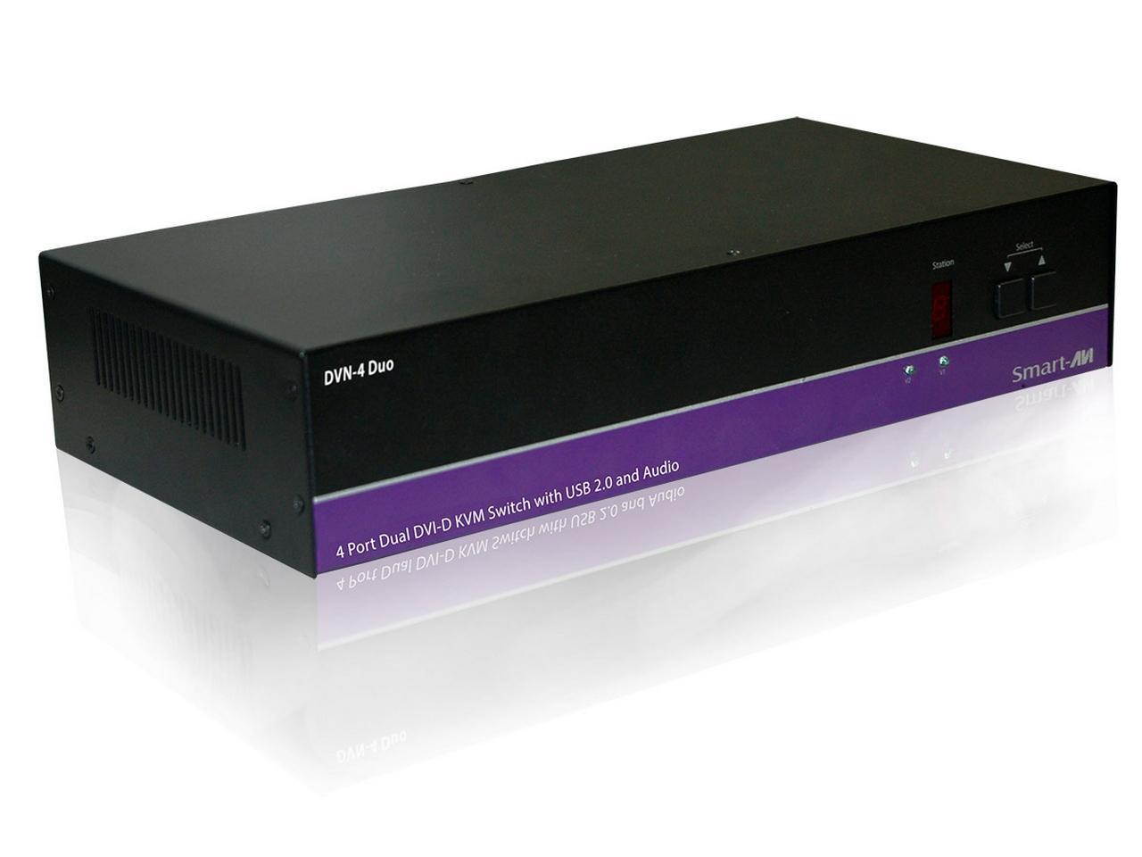 Smartavi DVN-4DUOS 4x2 DVI-D/USB2.0/1.1 /Stereo Audio KVM Switcher