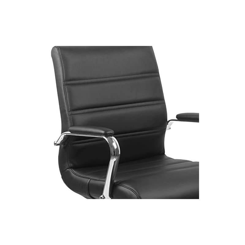 Mid-Back Black LeatherSoft Executive Swivel Office Chair with Chrome Base and Arms