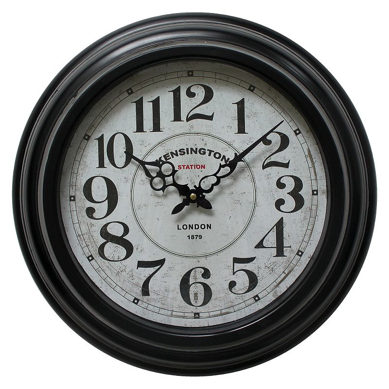 17" Round Wall Clock Black - Yosemite Home Decor