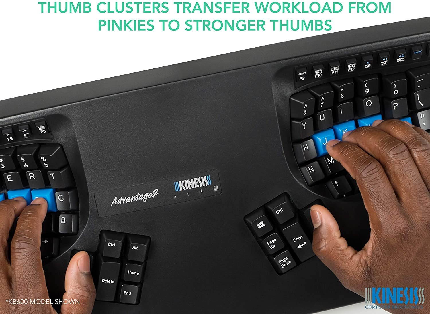 Kinesis Advantage2 Ergonomic Keyboard (KB600), Black top case, Cherry MX Brown Switches, QWERTY keycaps