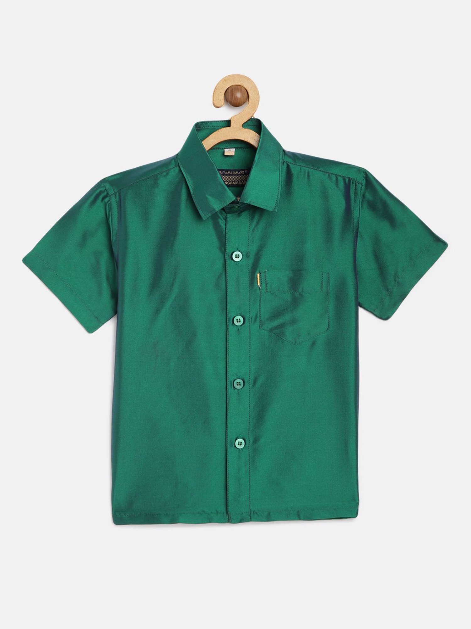 THANGAMAGAN Kids Green Solid Lining Shirt
