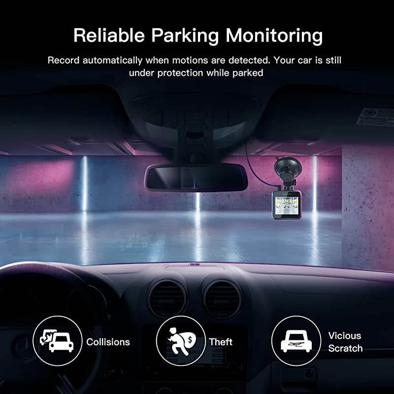 Mini Dash Cam 1080P Car Camera Driving Recorder Night Vision, 170&deg; Wide Angle, Motion Detection, Parking Monitoring, G-Sensor, Loop Recording
