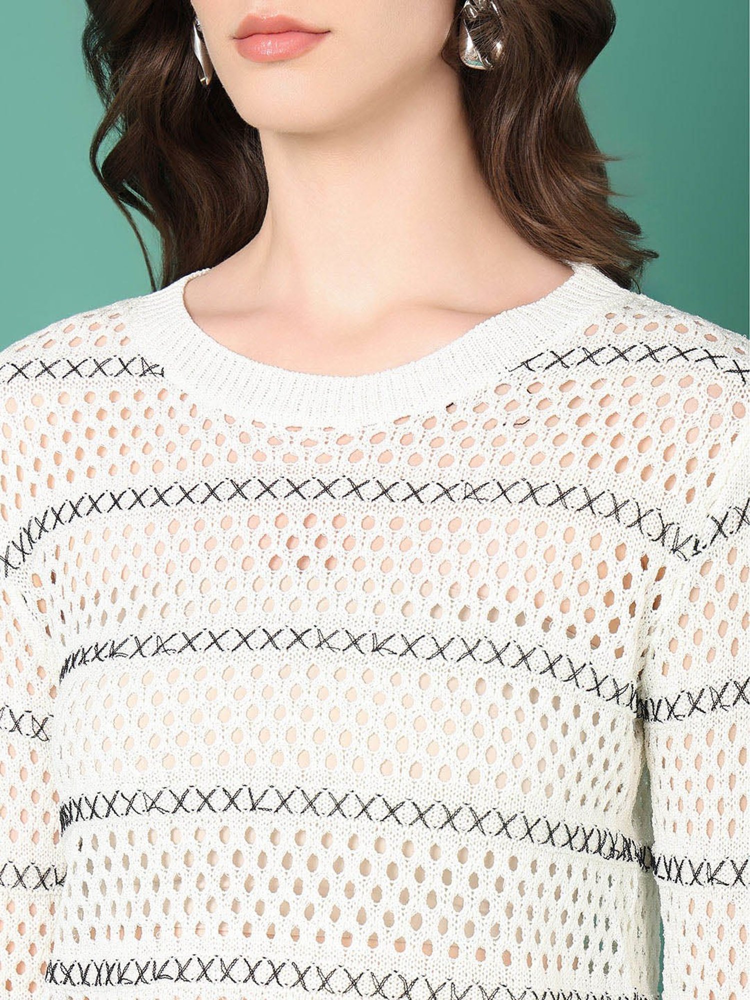 SHOWOFF White Self Design Top