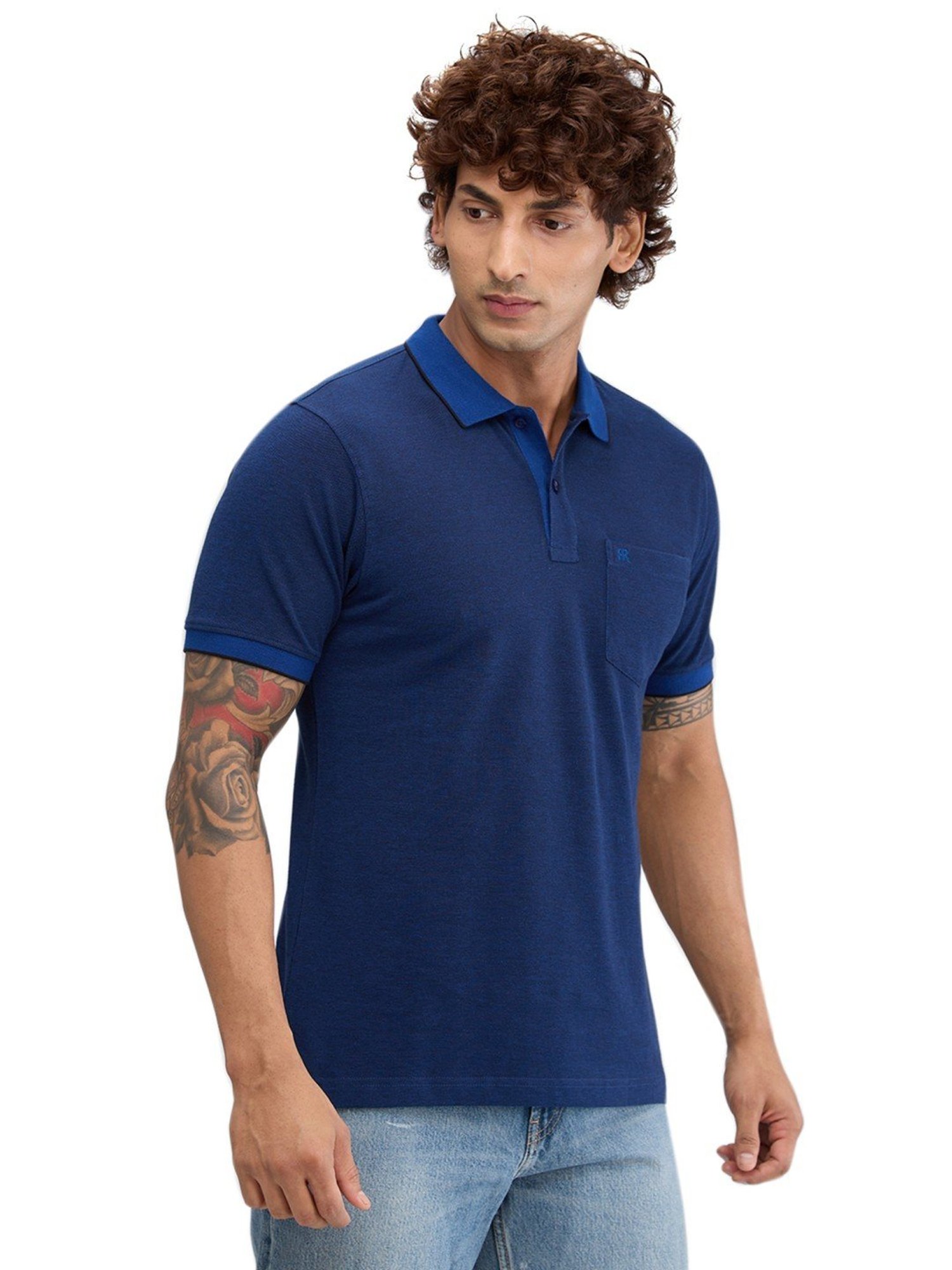 Raymond Blue Slim Fit Polo T-Shirt