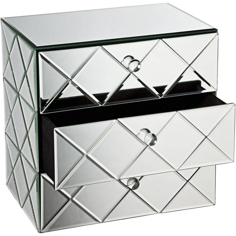 Studio 55D Newry 3-Drawer Silver Mirrored Jewelry Box