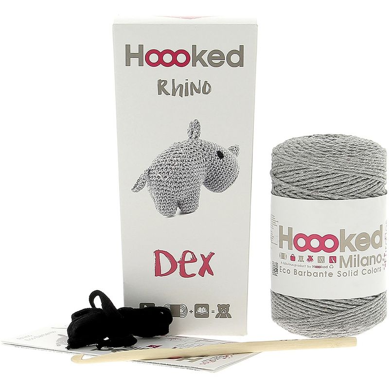 Hoooked Rhino Dex Yarn Kit W/Eco Barbante Yarn-Grey