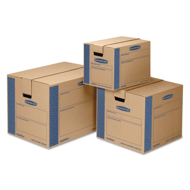 Bankers Box SmoothMove Prime Medium Moving Boxes 18l x 18w x 16h Kraft/Blue 8/Carton 0062801