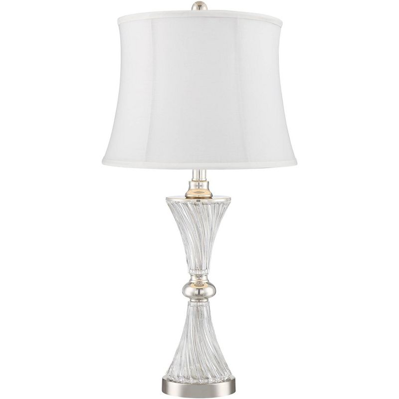 Regency Hill Luca Chrome and Glass Cream Shade Table USB Table Lamps Set of 2