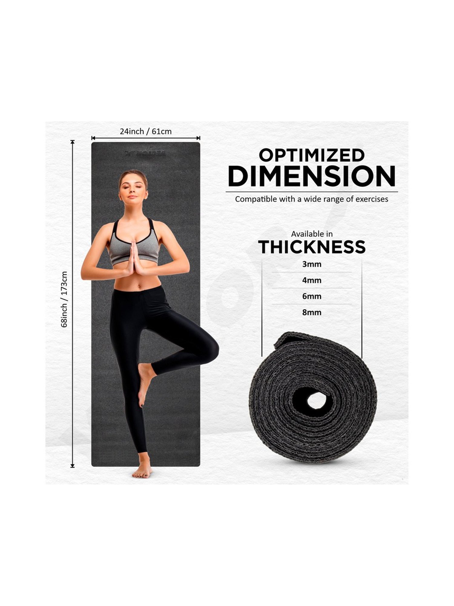 Vector X Non-Toxic Phthalate Free Yoga Matt (Black) Size - 4MM