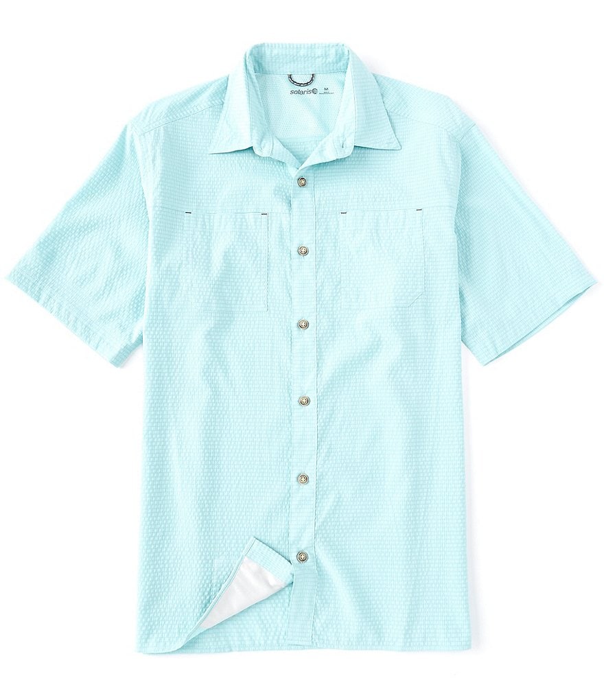 Solaris Short Sleeve Solid Capeback Button Front Shirt