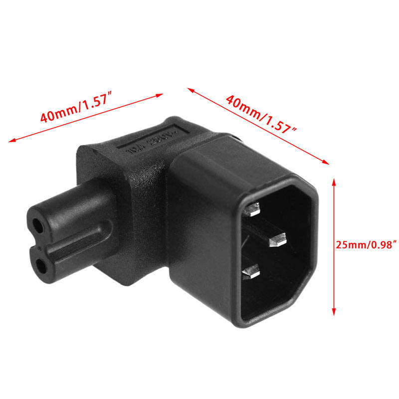 (2 Pack)IEC 320 C14 to C7 Right Angle AC Adapter, PDU UPS  IEC C14 3Pole Male to C7 (Figure 8) 90Degree AC converter, C14 to C7 Up Down Angle AC Adapter