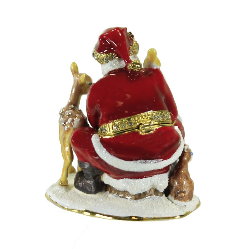 Hinged Trinket Box 2.75" Santa With Animals Box Christmas Bag Presents  -  Decorative Figurines