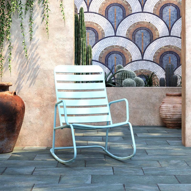 Roberta Outdoor/Indoor Rocking Chair - Aqua Haze - Novogratz