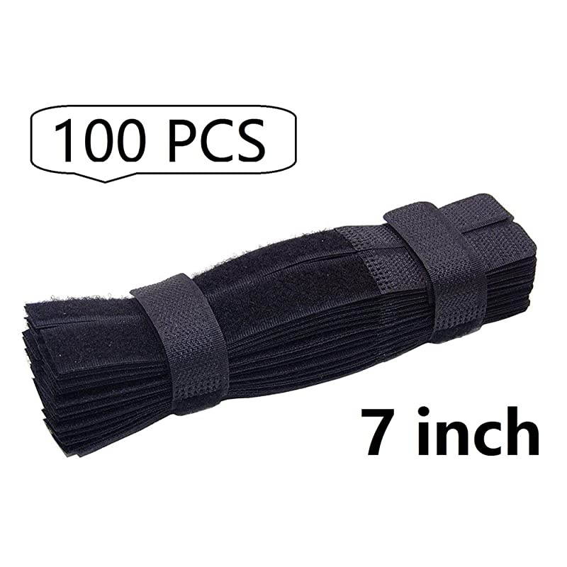 100pcs Cable Ties Reusable Fastening Cable Ties Cable Straps Strips Wire Organizer Cord Rope Holder for Laptop PC TV 7 Inch 100 pcs Black
