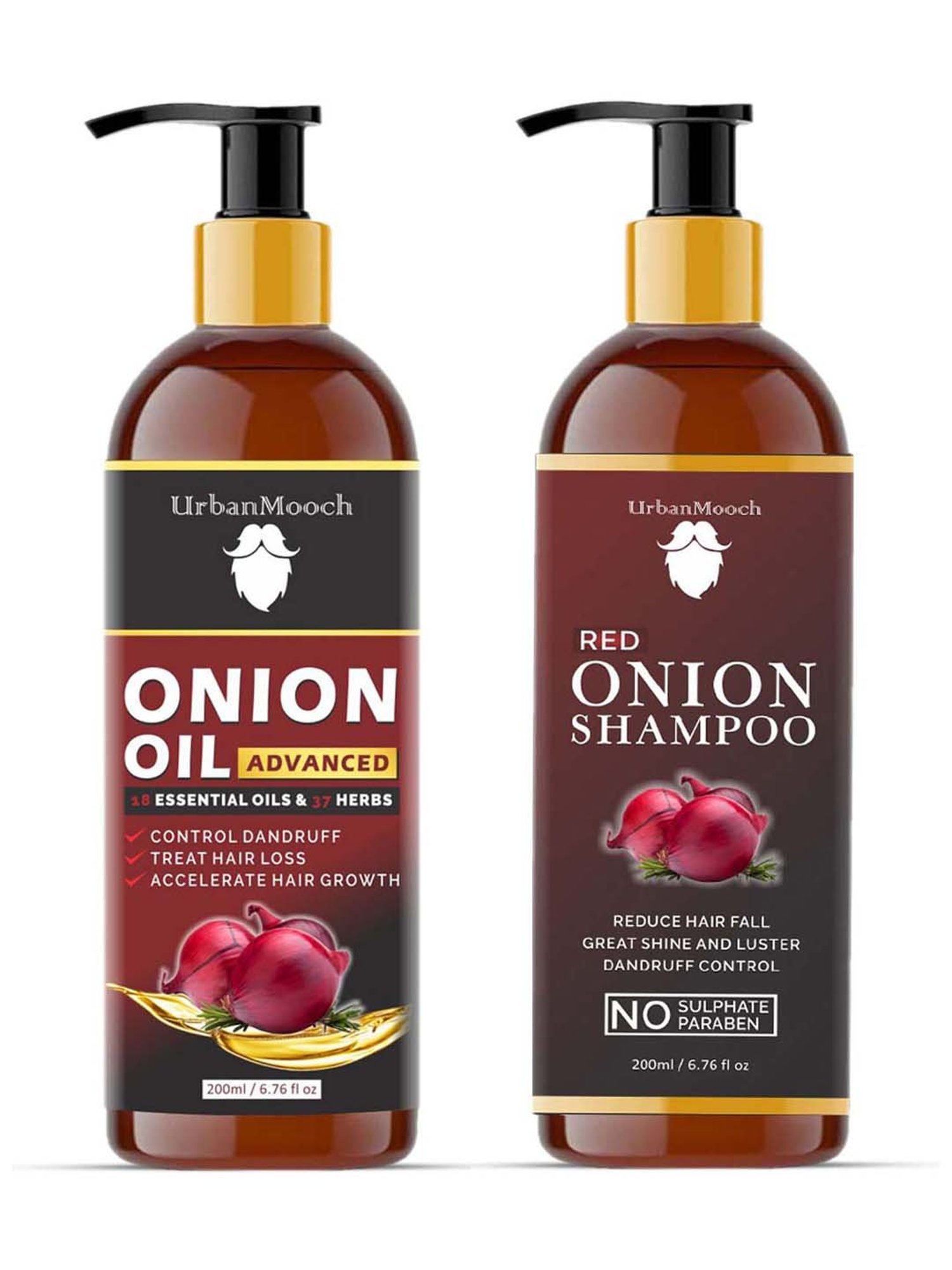 UrbanMooch Onion Hair Oil & Onion Shampoo Combo Set - 400 ml
