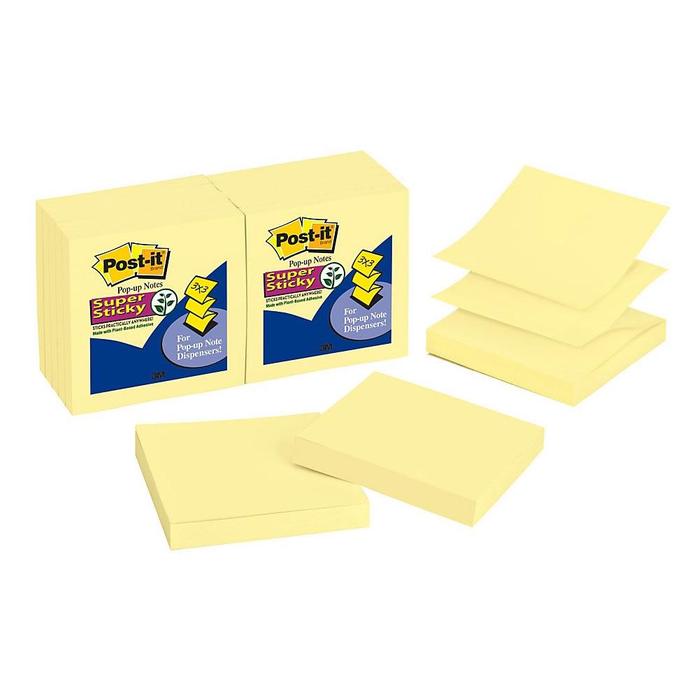 Post-it Pop-up 3 x 3 Note Refill Canary Yellow 90-Sheet 12/Pack R33012SSCY