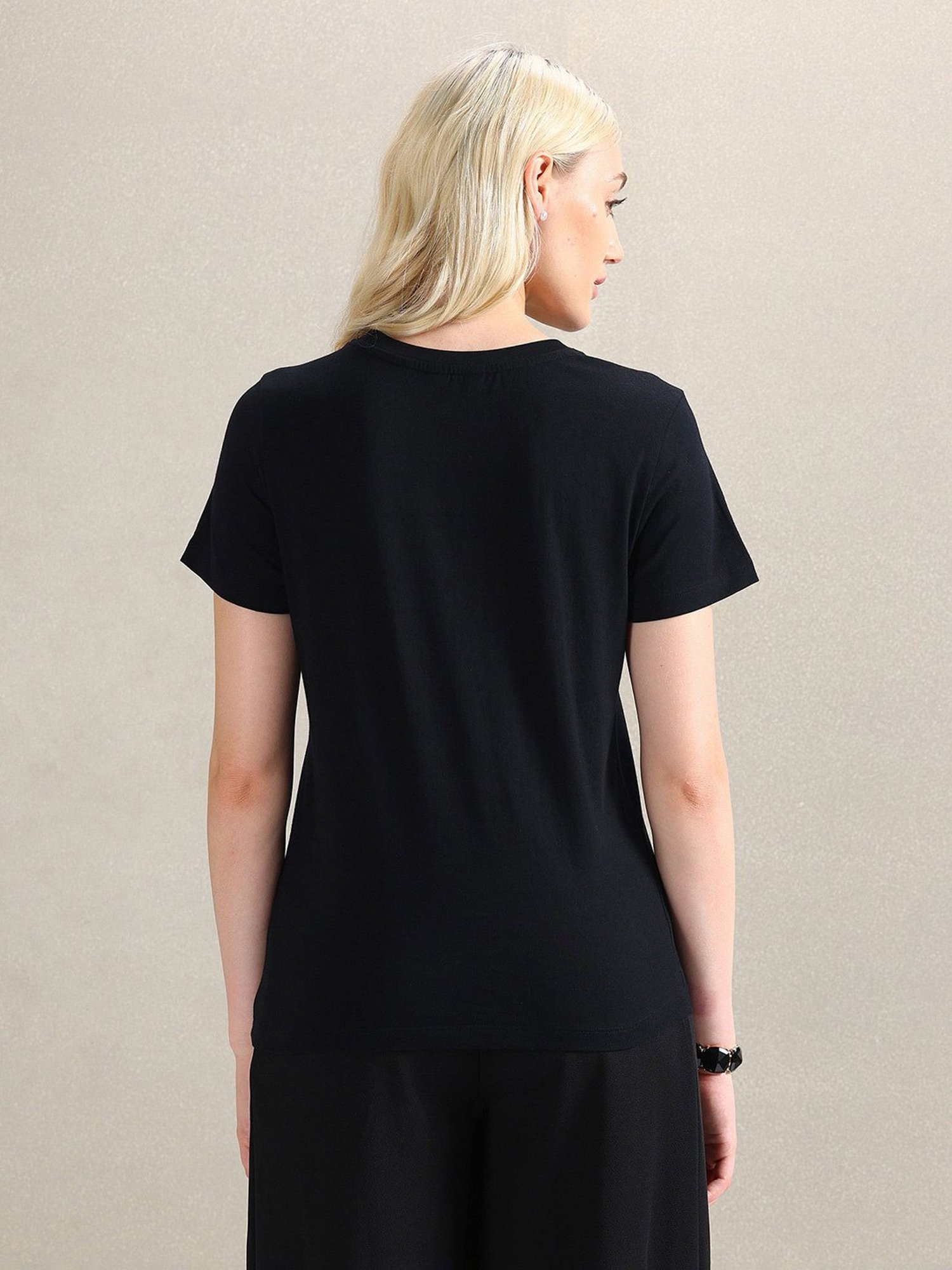 U.S. Polo Assn. Black Cotton Graphic Print T-Shirt