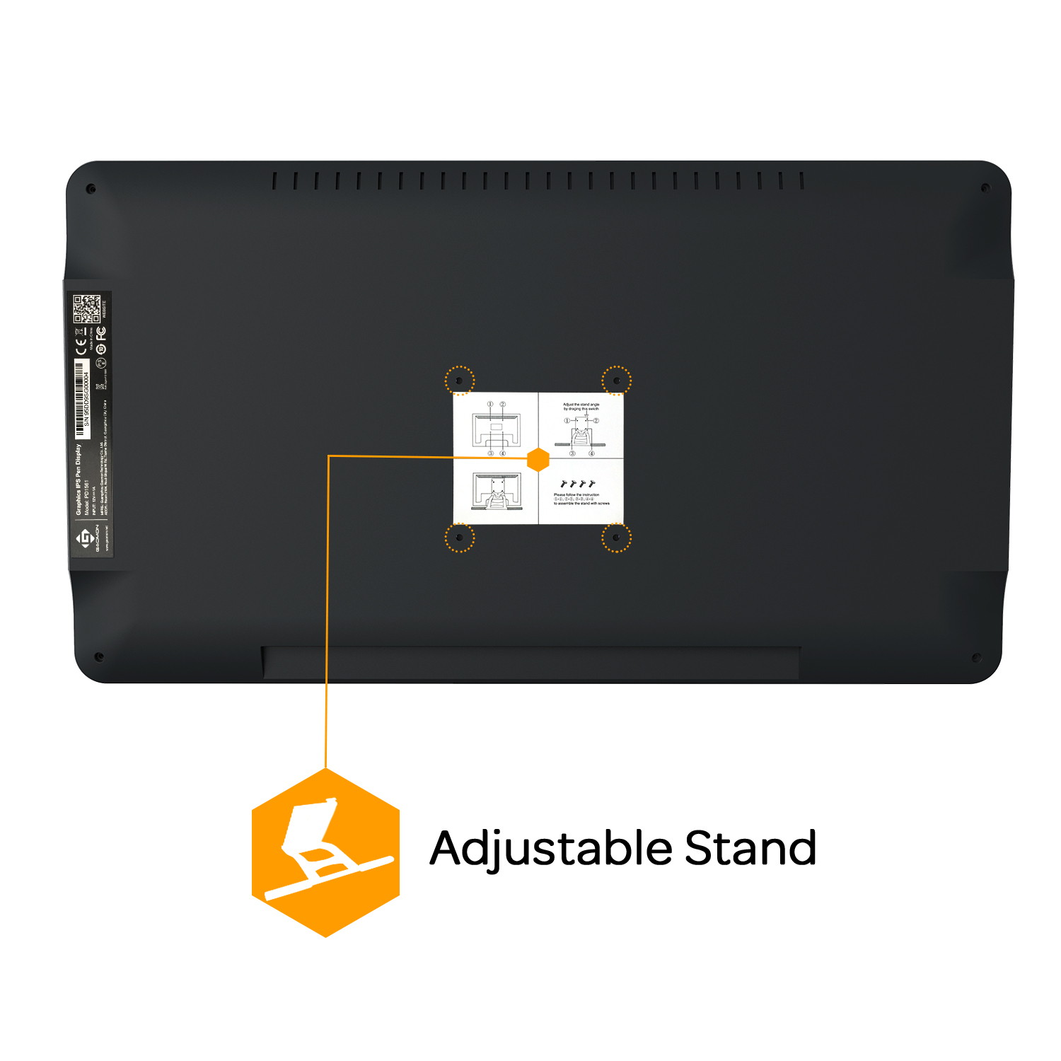 GAOMON PD1561 Pen Display with Tilt-Support Battery-Free 8192 Level Pen 10 Shortcut Keys HD Screen Drawing Tablet with Monitor Stand - 15.6 Inches