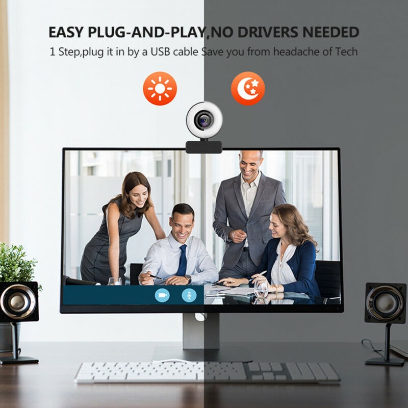 Vicabo 2K Quad HD Webcam for PC Computer 1440P QHD Camera, USB Web Cam Buit-in Microphone, Expandable Tripod, Touch Switch Light, for Skype, Zoom, Streaming, Teleconference etc.