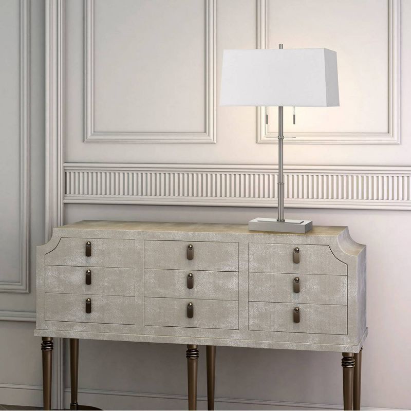 Possini Euro Design Industrial Table Lamp Oil Rubbed Bronze Clear Glass Burlap Tapered Drum Shade for Living Room Bedroom Bedside