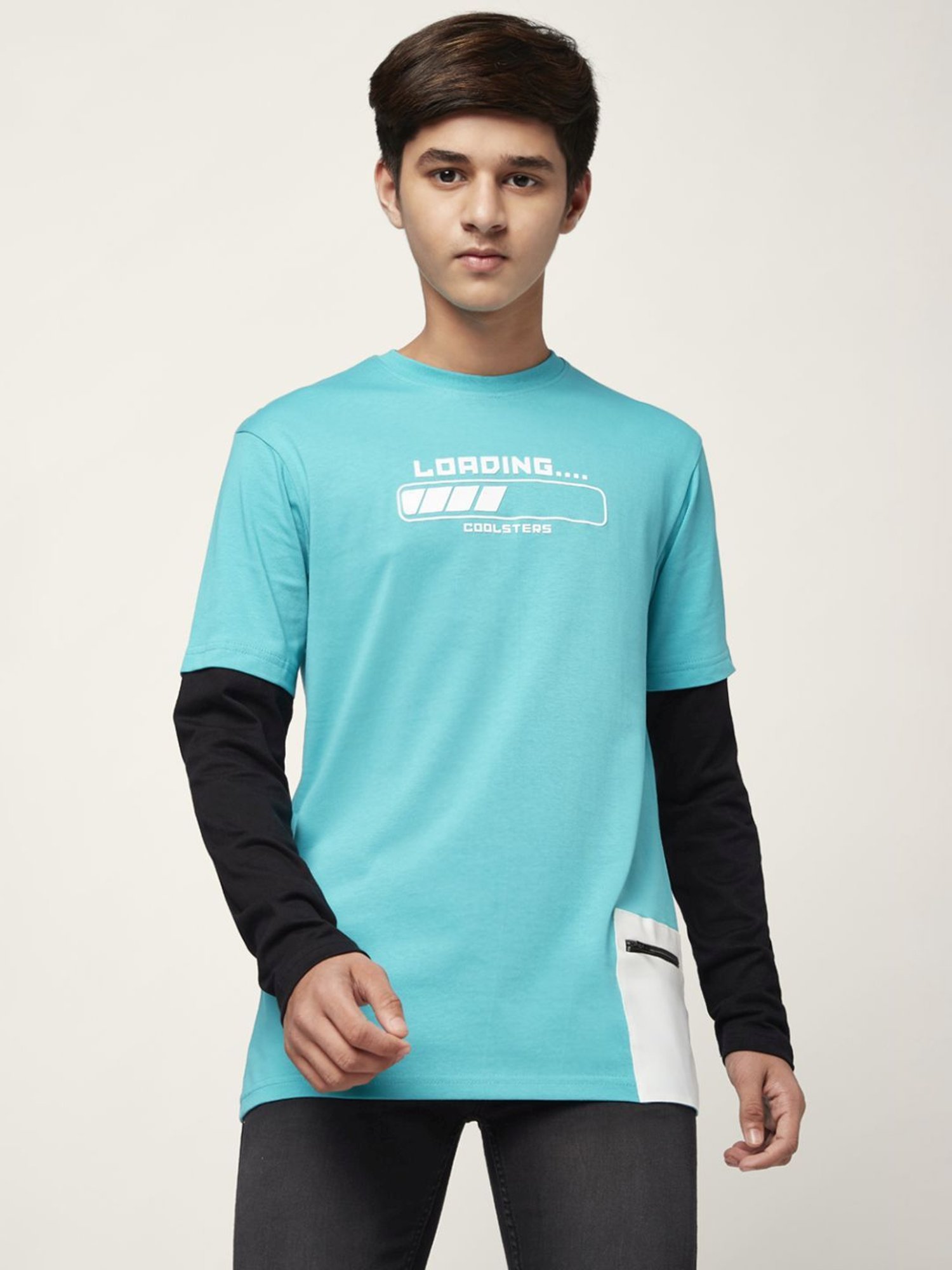 Coolsters by Pantaloons Kids Blue Cotton Printed Full Sleeves T-Shirt