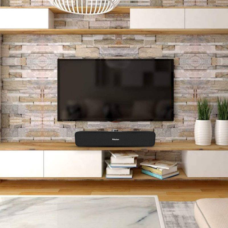 Soundbar,Computer Speakers with 2 Diaphragm USB Powered Speaker, 2.0 Stereo Speaker for Laptop Desktop PC Cellphone Laptop Game Console, Plug and Play, Black Glossy (Upgrade)