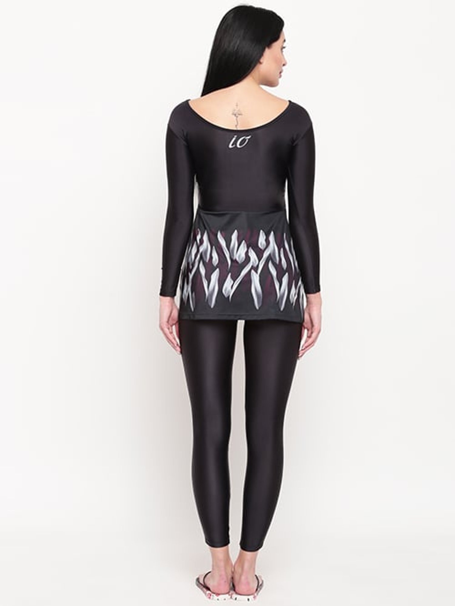 IO Black Printed Swimsuit