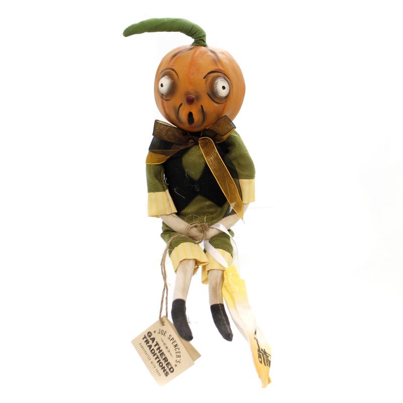 Joe Spencer 13.5" Orvis Pumpkin Head Guy Halloween Primitive Trick Treat  -  Decorative Figurines