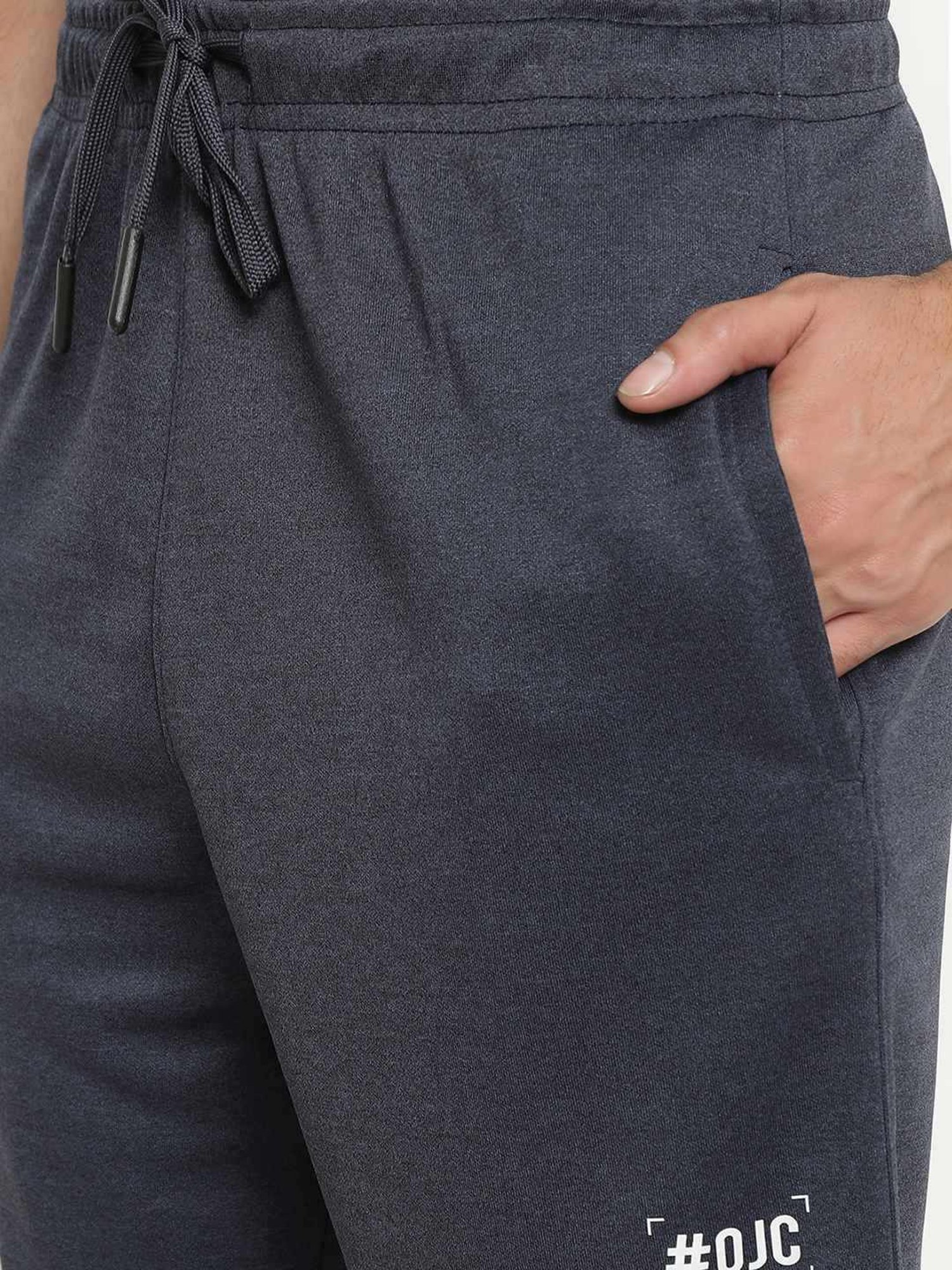 Octave Navy Melange Cotton Regular Fit Printed Shorts