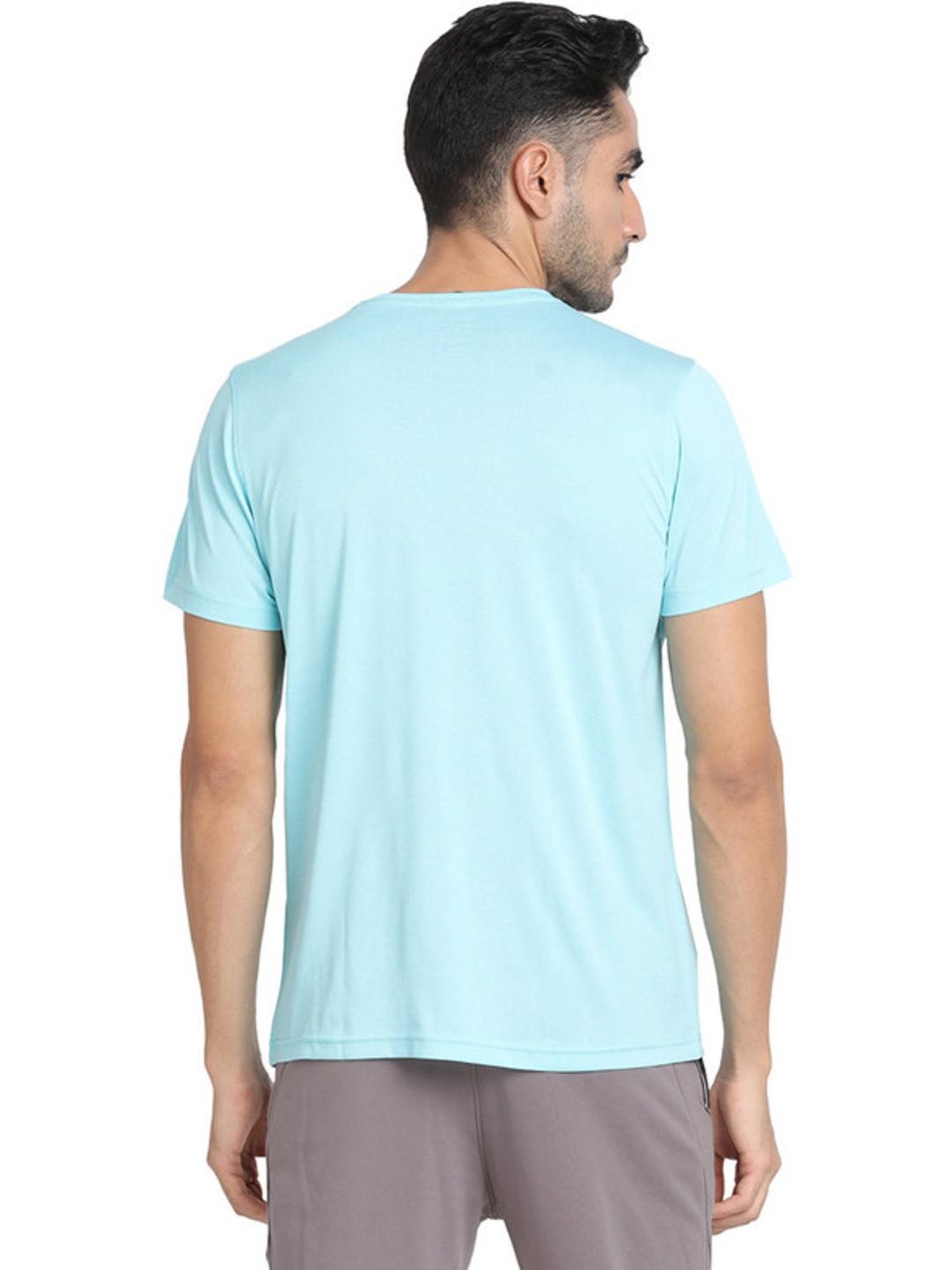 Turtle Blue Slim Fit Printed Sports T-Shirt