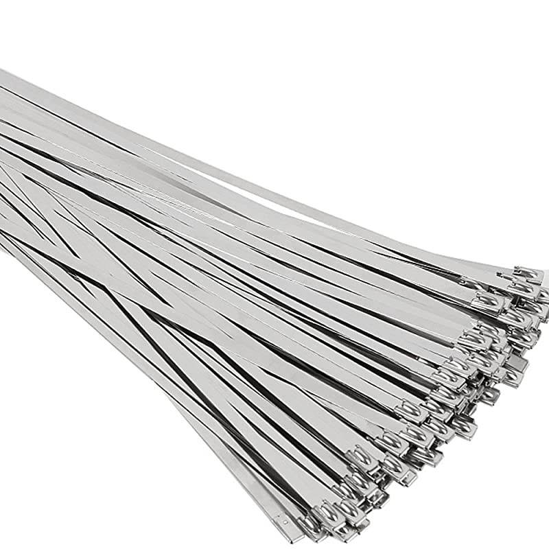 100pcs 118 Inches Stainless Steel Exhaust Wrap MultiPurpose Locking Cable Metal Zip Ties