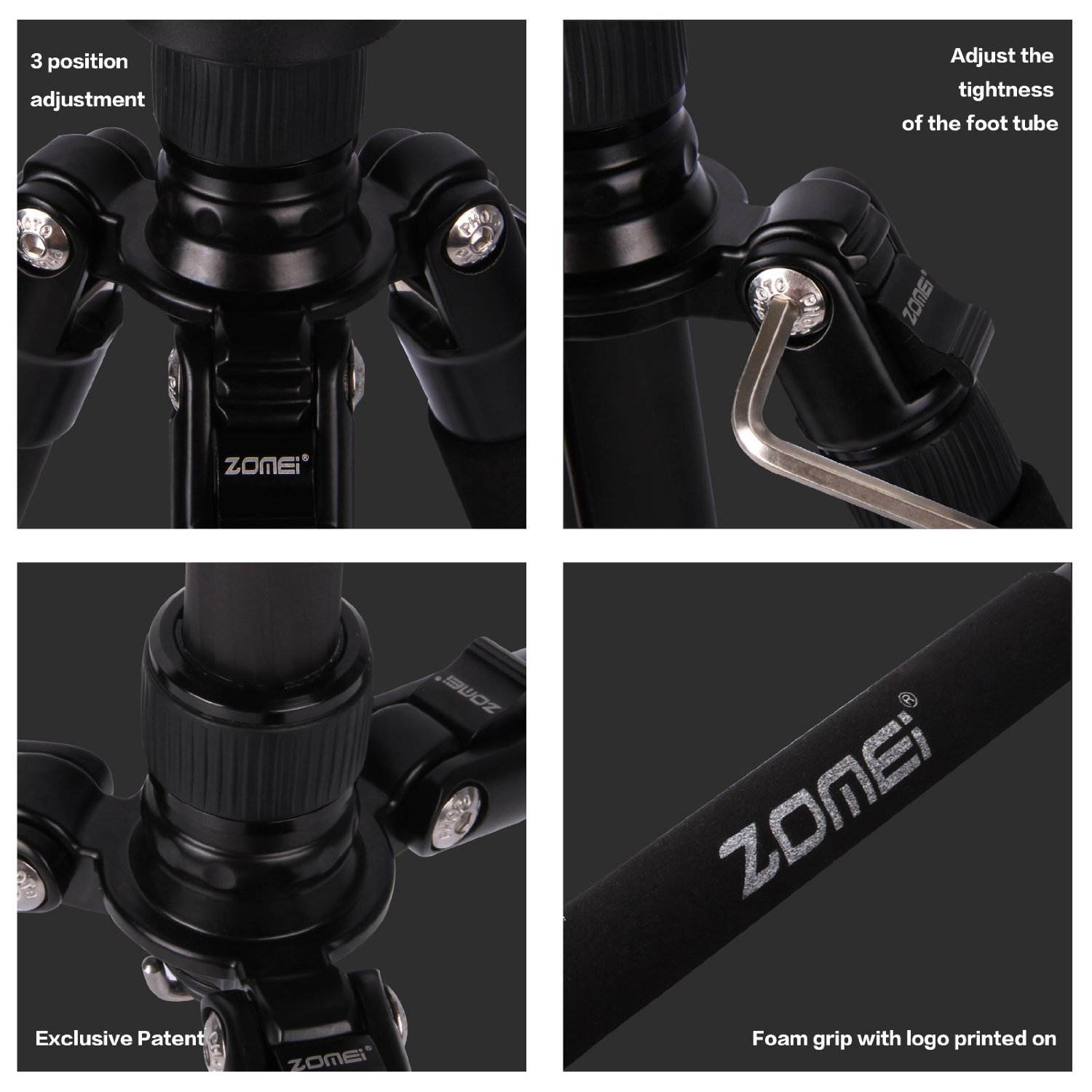 ZOMEi Z668C (Upgraded Version) Portable Carbon Fiber Tripod Pro Monopod+Ball Head and Quick Release Plate for DSLR Camera