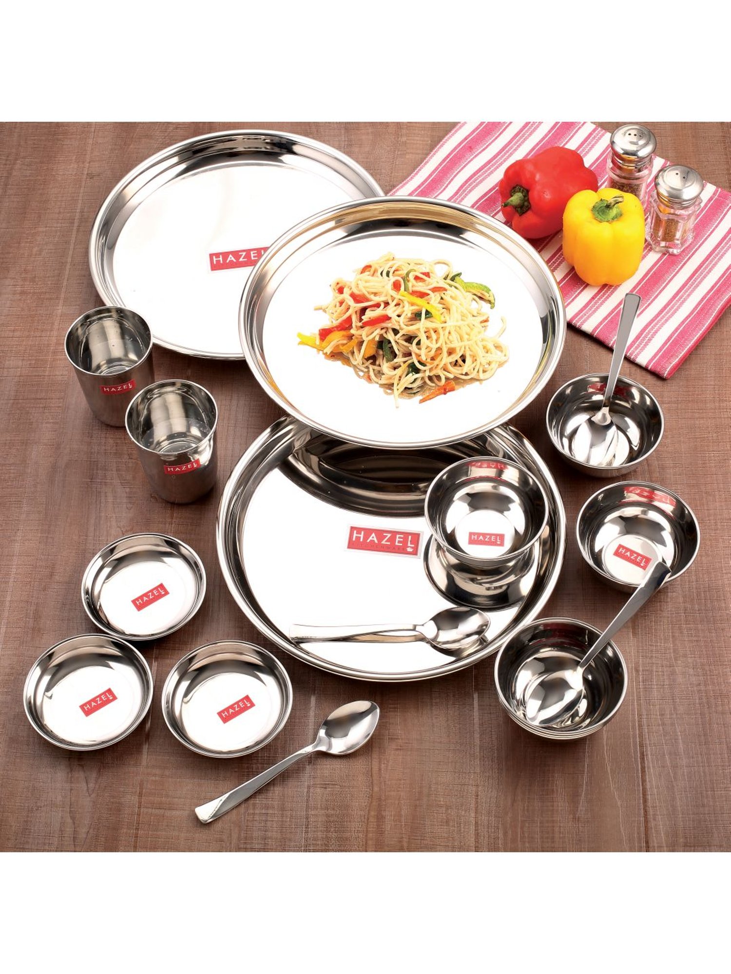 HAZEL Silver Stainless Steel Dinner Set of 18 Piece