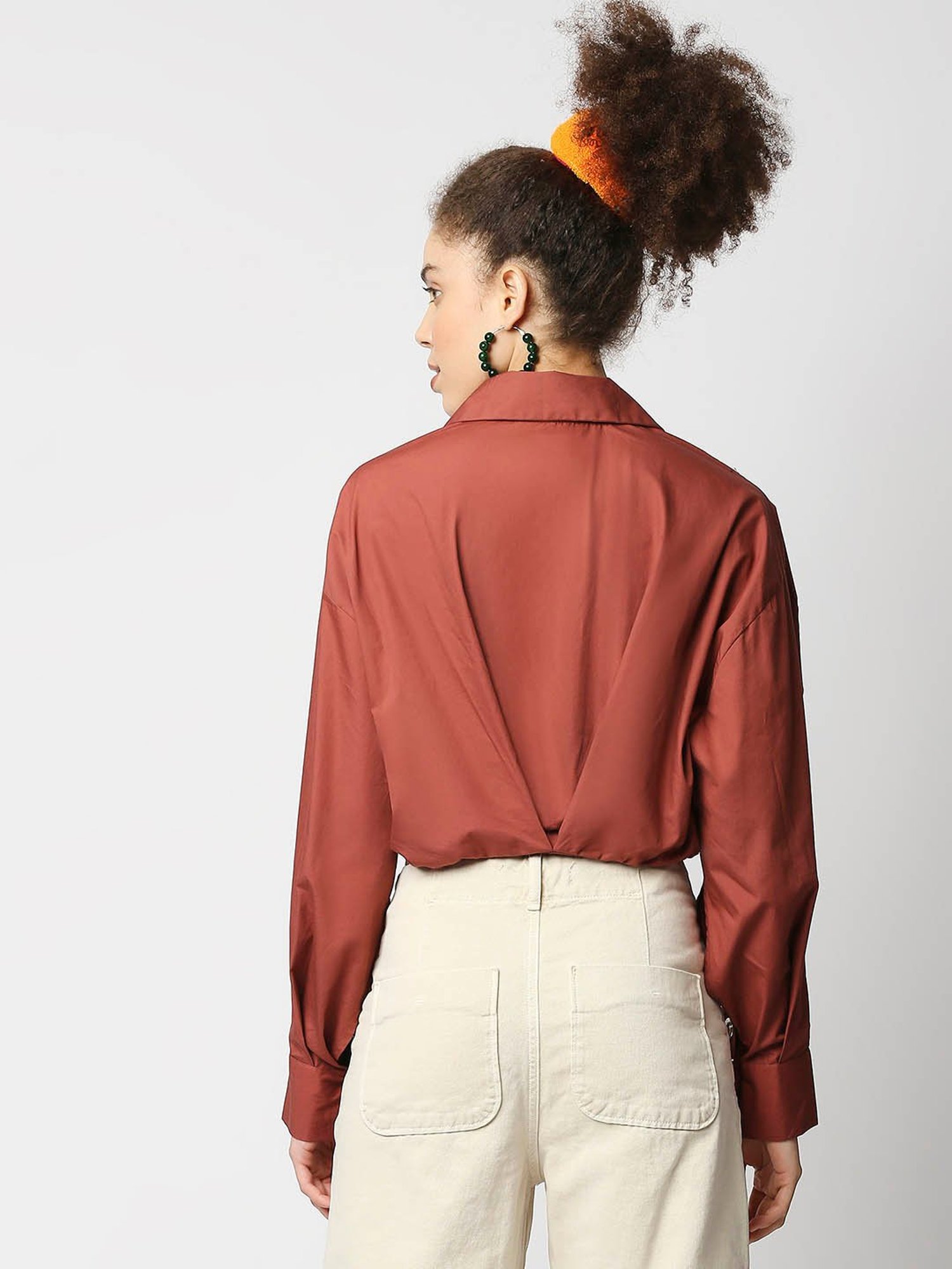 Remanika Maroon Regular Fit Crop Shirt