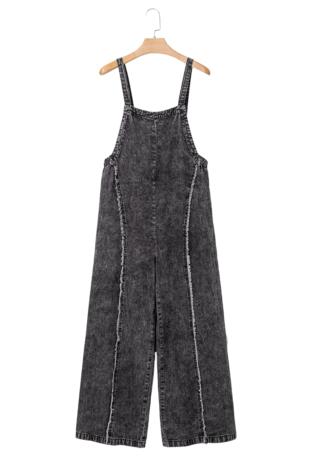 Gray Textured Wide Leg Overall with Pockets