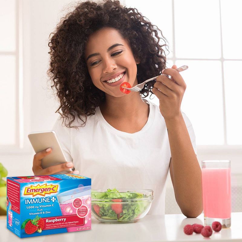 Emergen-C Immune+ Dietary Supplement Powder Drink Mix with Vitamin C - Raspberry - 30ct
