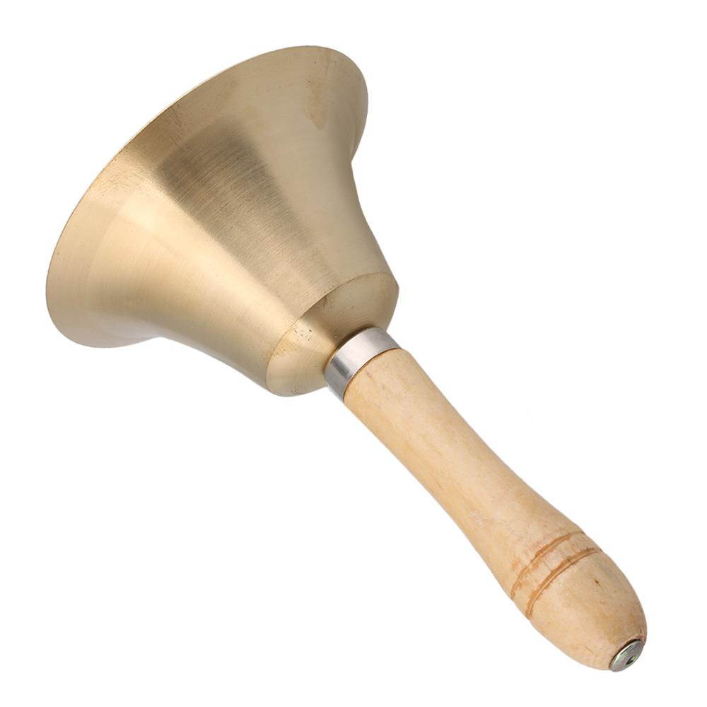 BQLZR 11cm Diameter Solid Brass Wood Handle School Bell for Entertainment Use