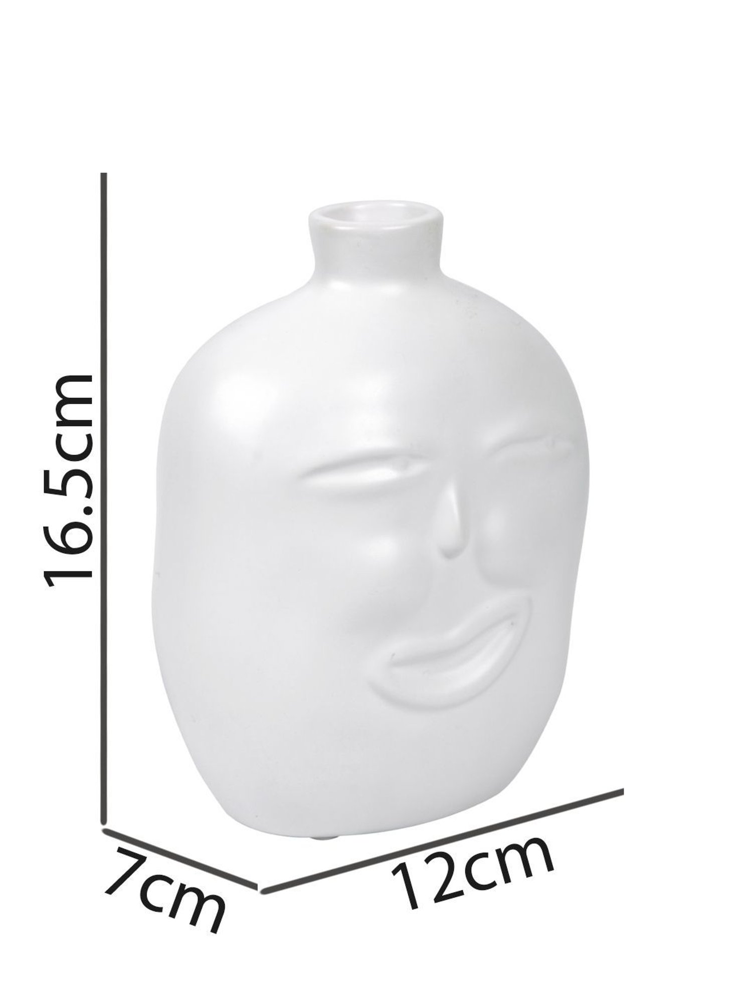 Tayhaa White Ceramic Face Shape Vase