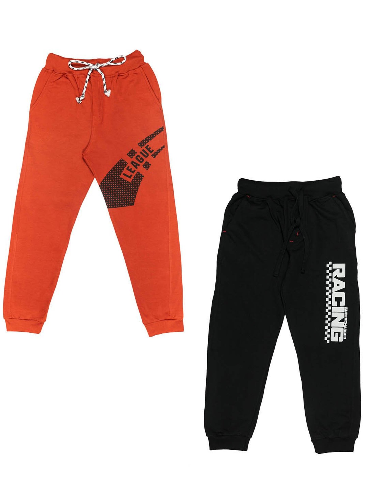 Todd N Teen Kids Rust & Black Graphic Print Joggers (Pack Of 2)