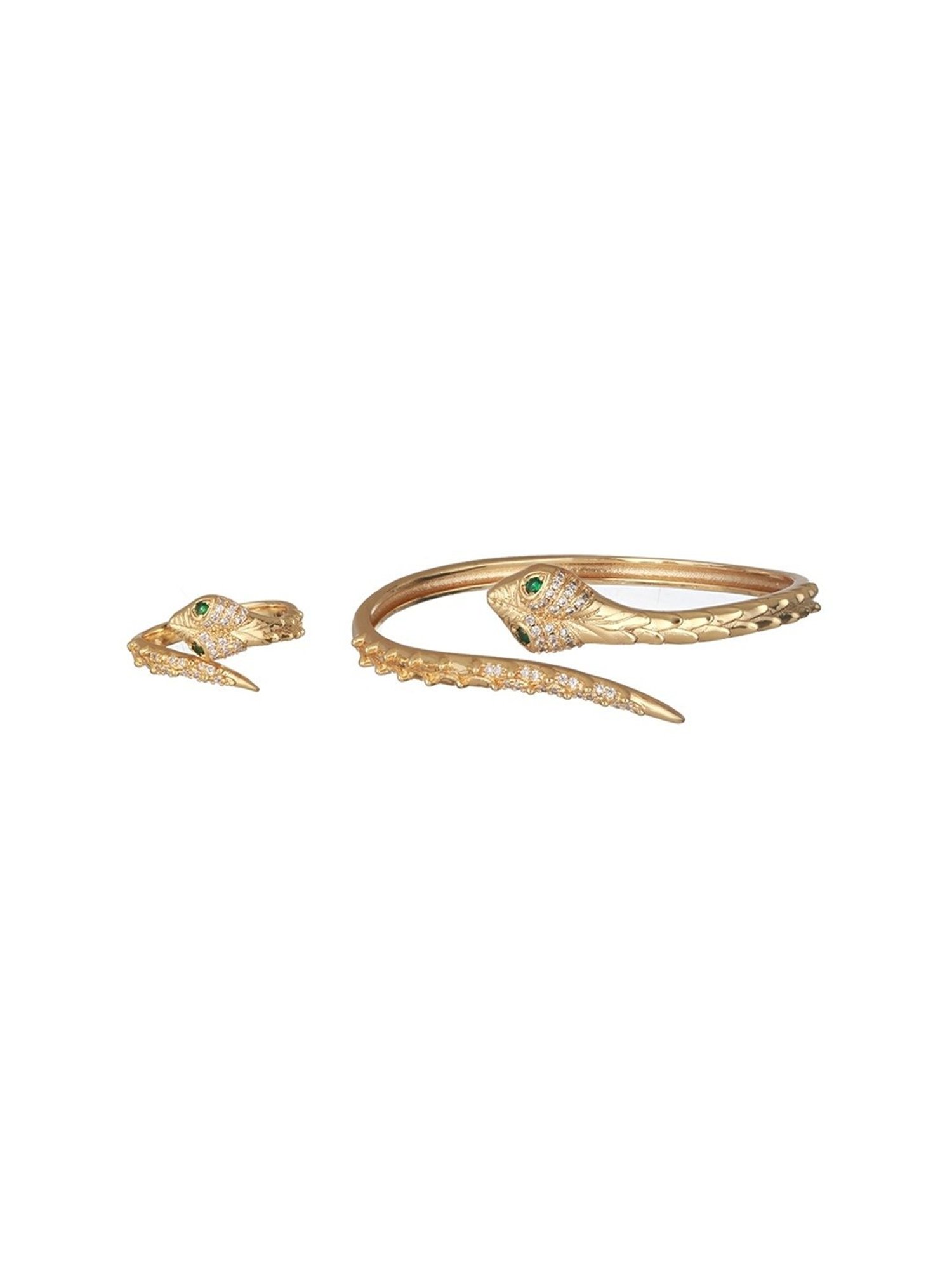 Prita by Priyaasi Gold Plated Snake Bracelet & Ring Set