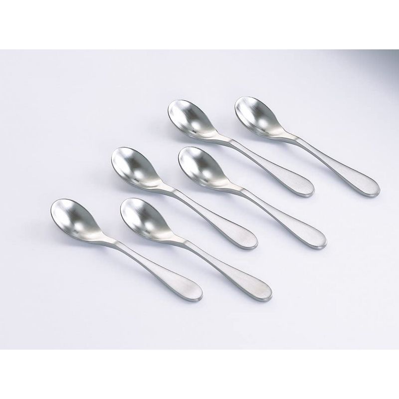 Knork 6 Piece 18/0 Hand Forged Stainless Steel Dishwasher Safe Demitasse Spoon Set for Coffee, Tea, and Cappuccino, Matte Silver